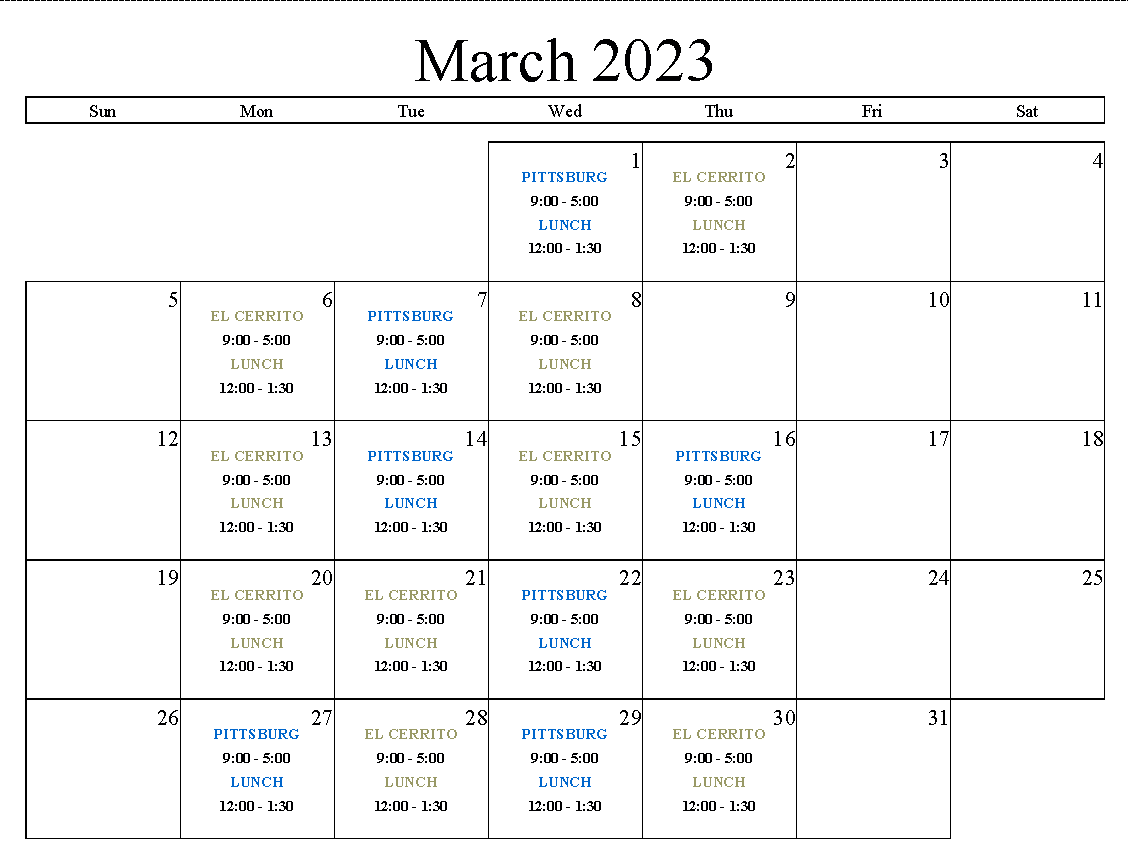 March 2023 Office Calendar